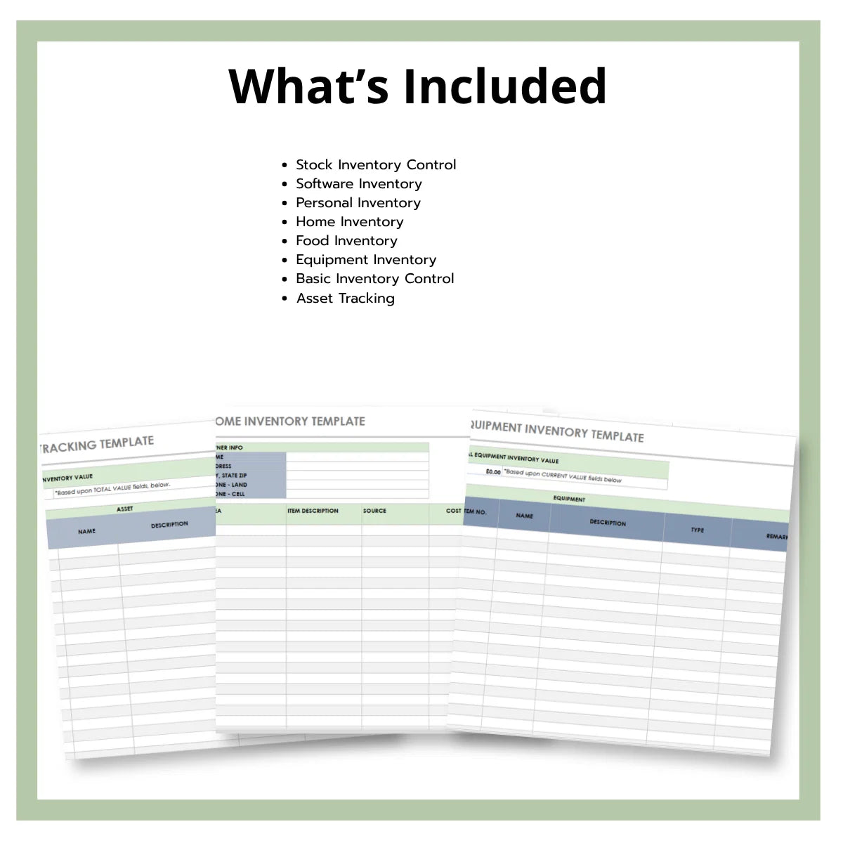 Inventory Spreadsheet Bundle