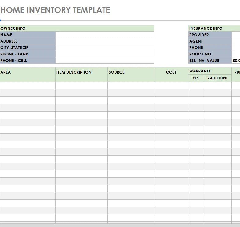 Inventory Spreadsheet Bundle
