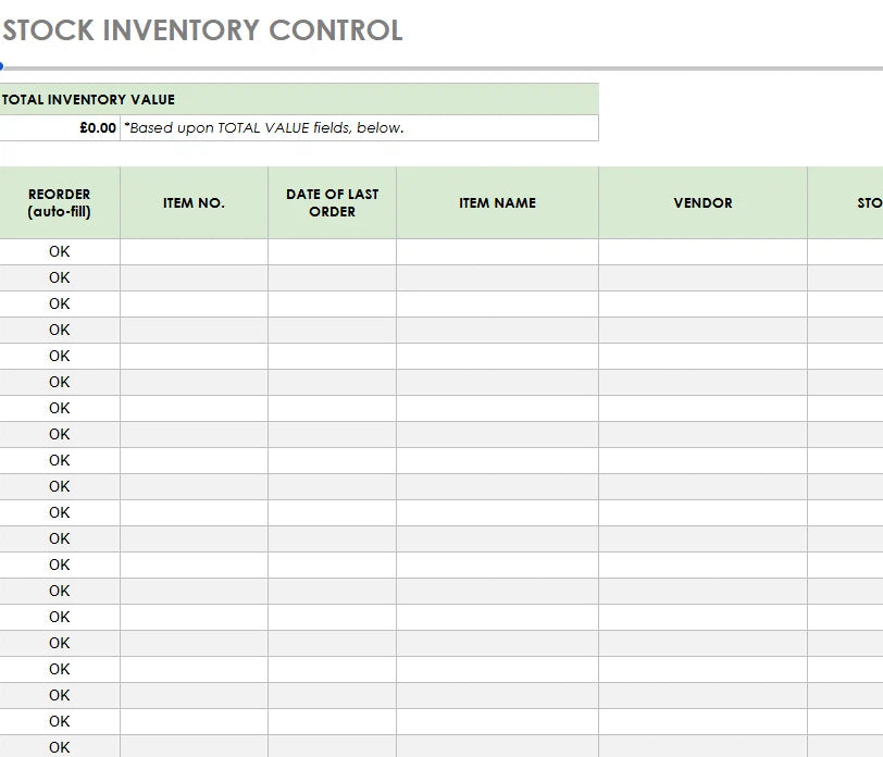 Inventory Spreadsheet Bundle
